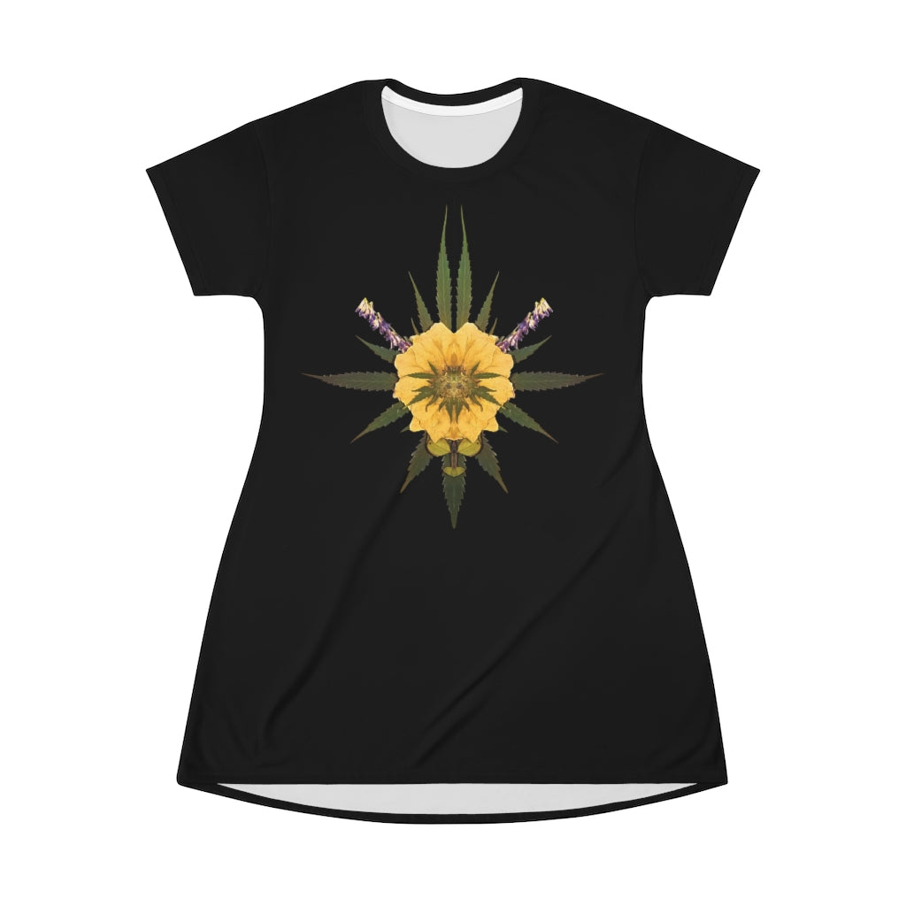 Blossom (Midnite) All Over Print T-Shirt Dress (Logo)