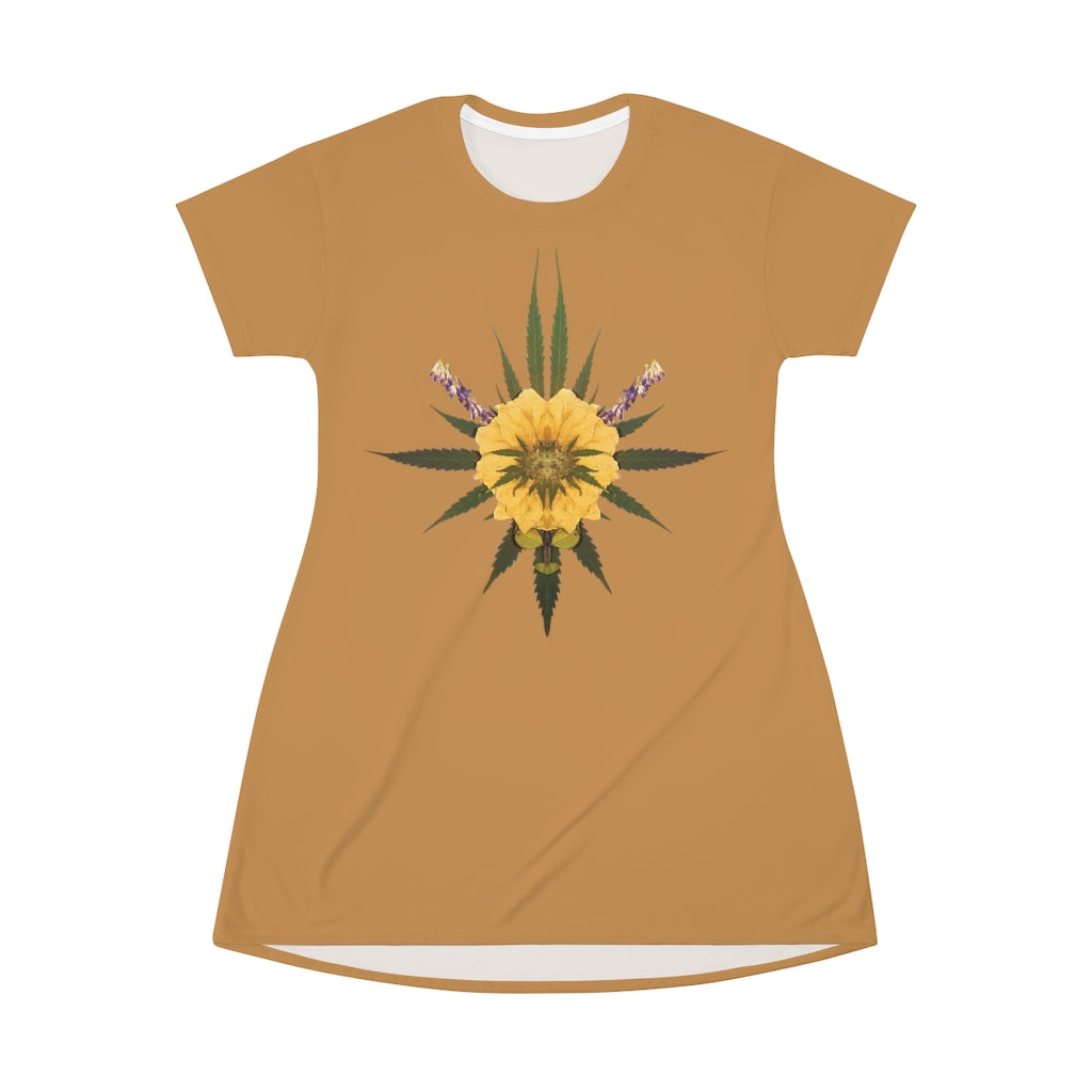 Blossom (Natural) All Over Print T-Shirt Dress