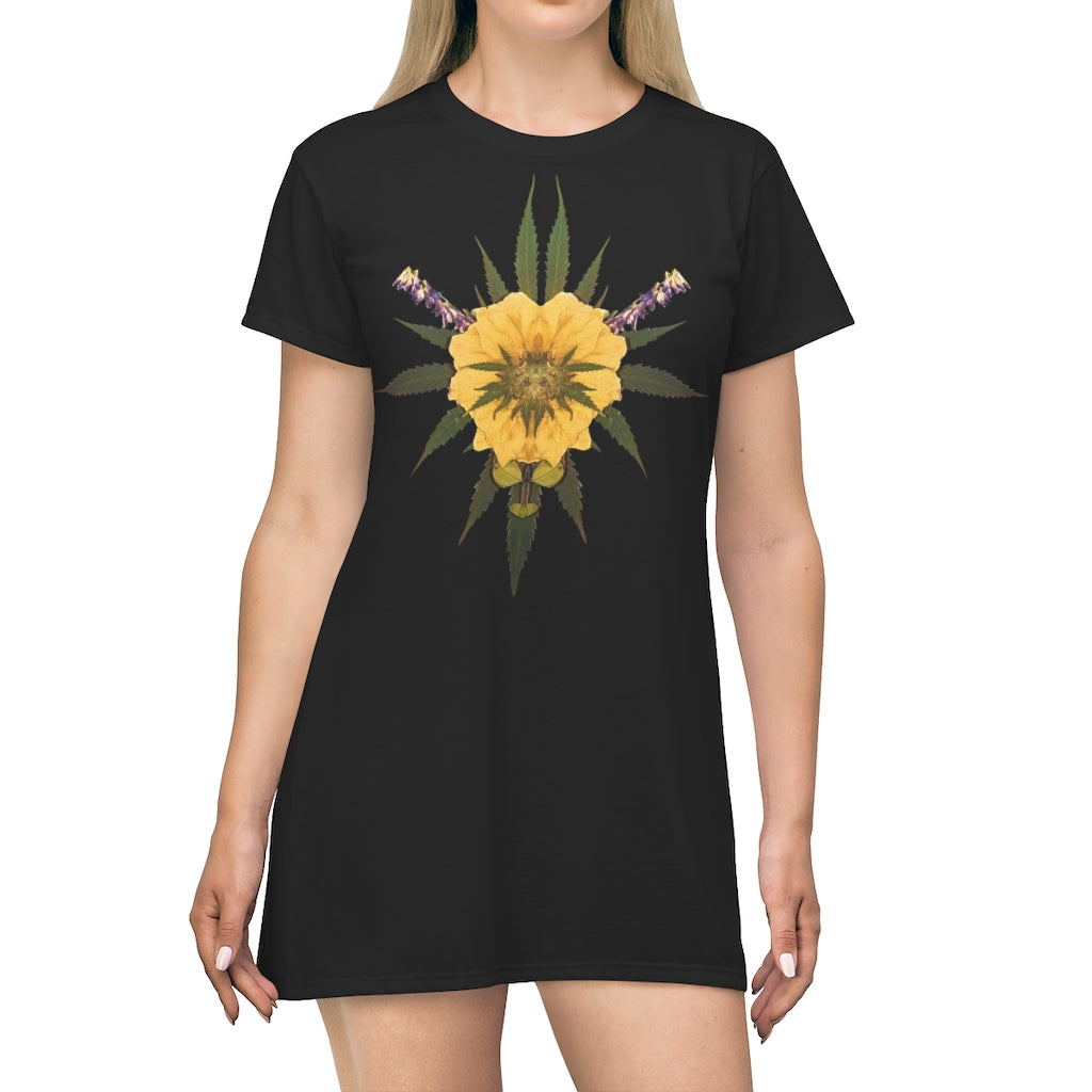 Blossom (Midnite) All Over Print T-Shirt Dress (Logo)