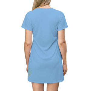 Bryar Rabbit (Sky) All Over Print T-Shirt Dress (Logo)