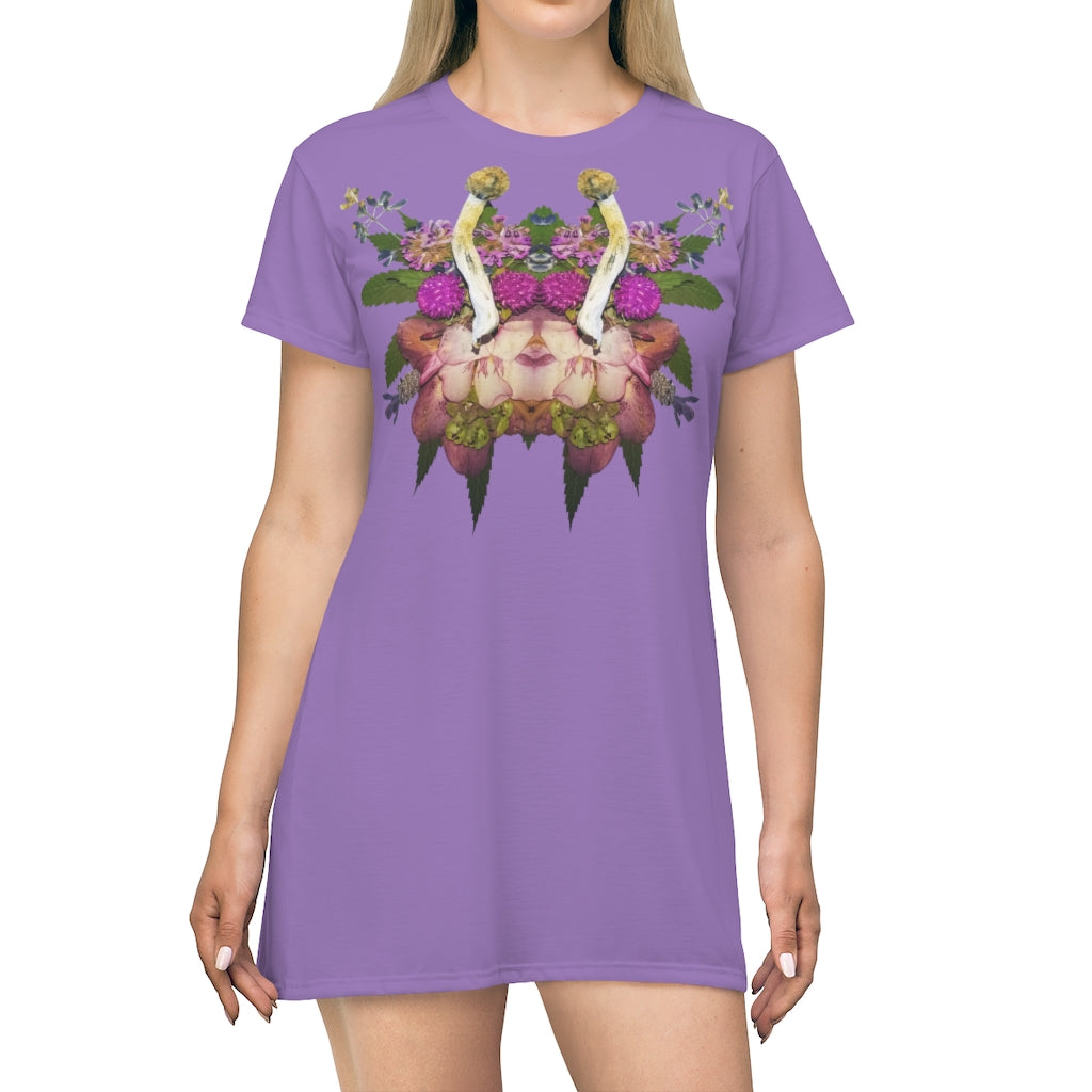 Fungeyes (Purps) All Over Print T-Shirt Dress (Logo)