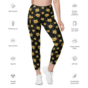 Blossom Playful (Midnite) AOP Leggings with pockets