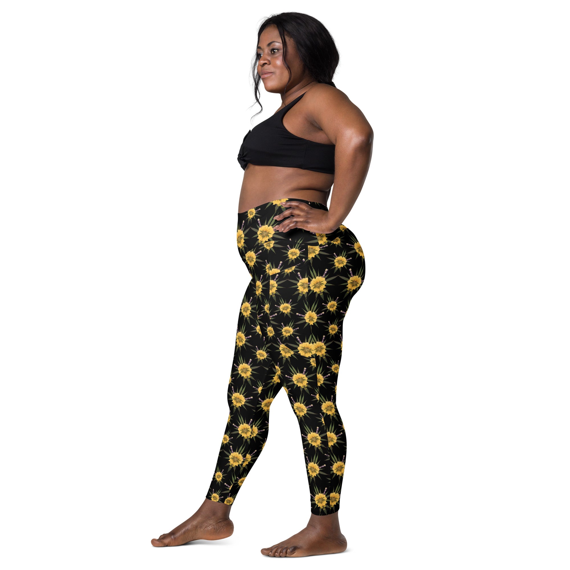 Blossom Playful (Midnite) AOP Leggings with pockets