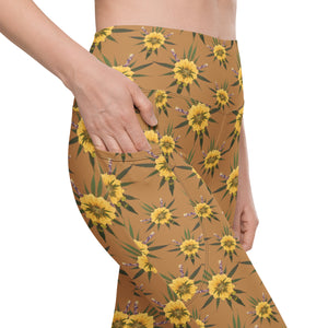 Blossom Playful (Natural) AOP Leggings with pockets