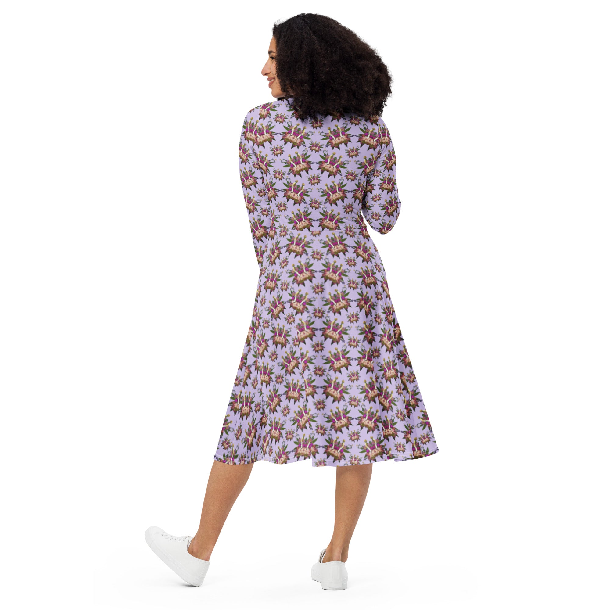 Fungeyes Playful (Purps) All-over print long sleeve midi dress
