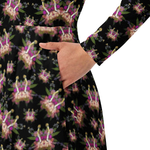 Fungeyes Playful (Midnite) All-over print long sleeve midi dress