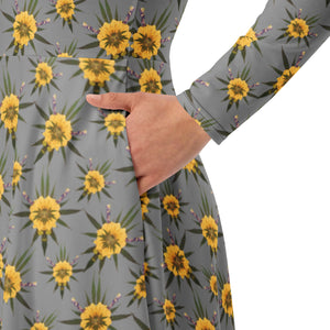 Blossom Playful (Greytful) All-over print long sleeve midi dress