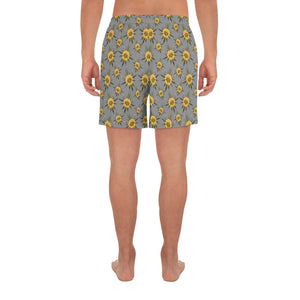 Blossom Playful (Greytful) AOP Men's Athletic Long Shorts