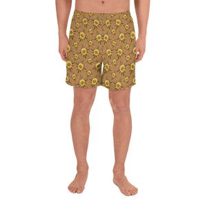 Blossom Playful (Natural) AOP Men's Athletic Long Shorts
