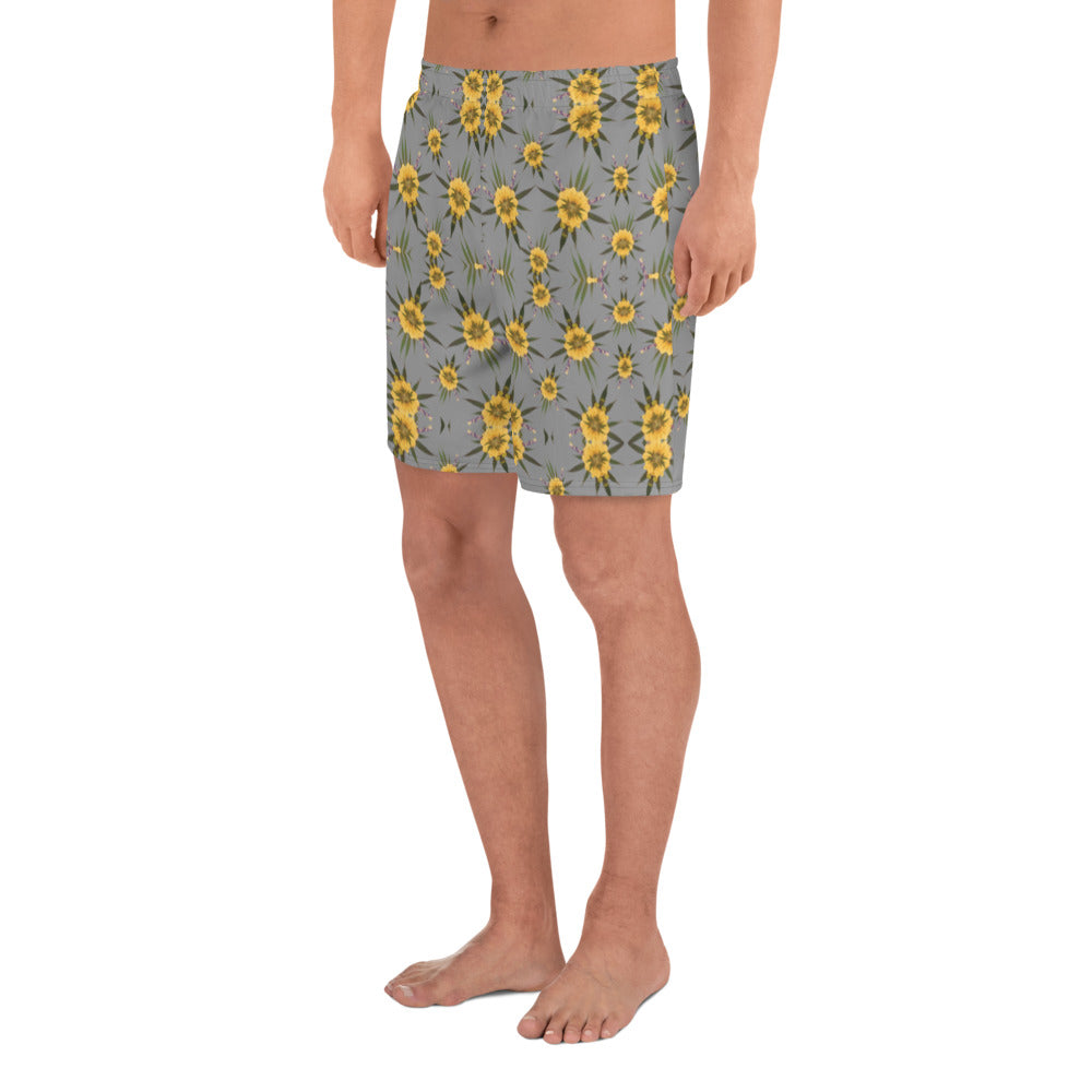 Blossom Plafyul Glitch (Greytful) AOP Men's Athletic Long Shorts