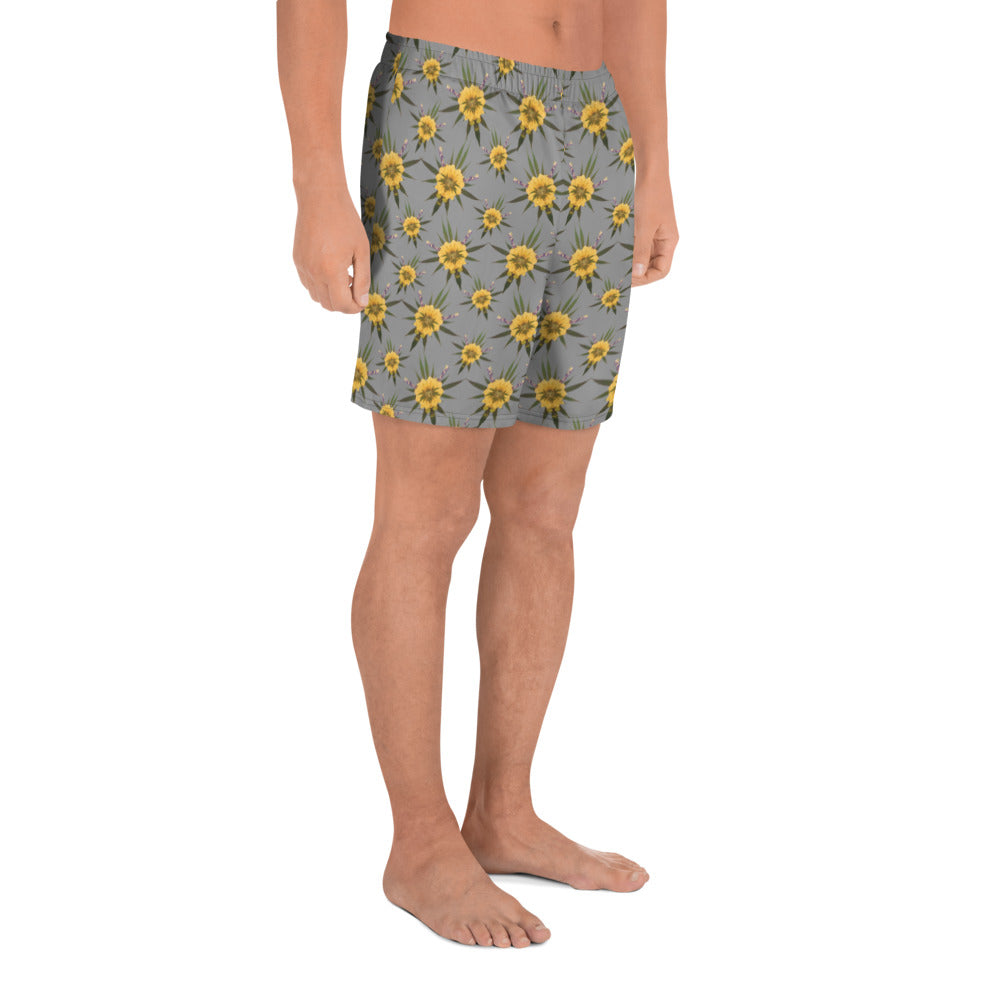Blossom Playful (Greytful) AOP Men's Athletic Long Shorts