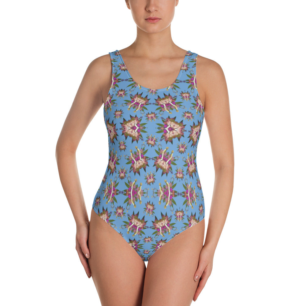 Fungeyes Playful Glitch (Sky) AOP One-Piece Swimsuit