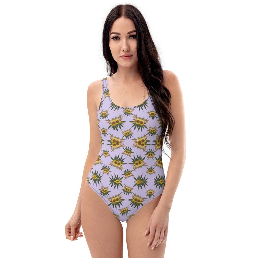 Sol Playful Glitch (Purps) AOP One-Piece Swimsuit