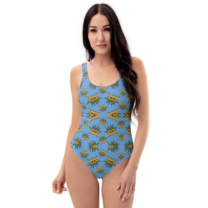 Sol Playful Glitch (Sky) AOP One-Piece Swimsuit