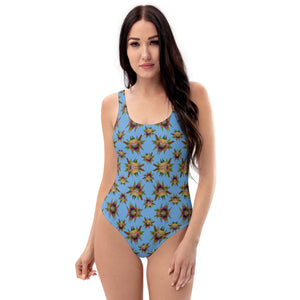 Bryar Rabbit Playful Glitch (Sky) AOP One-Piece Swimsuit