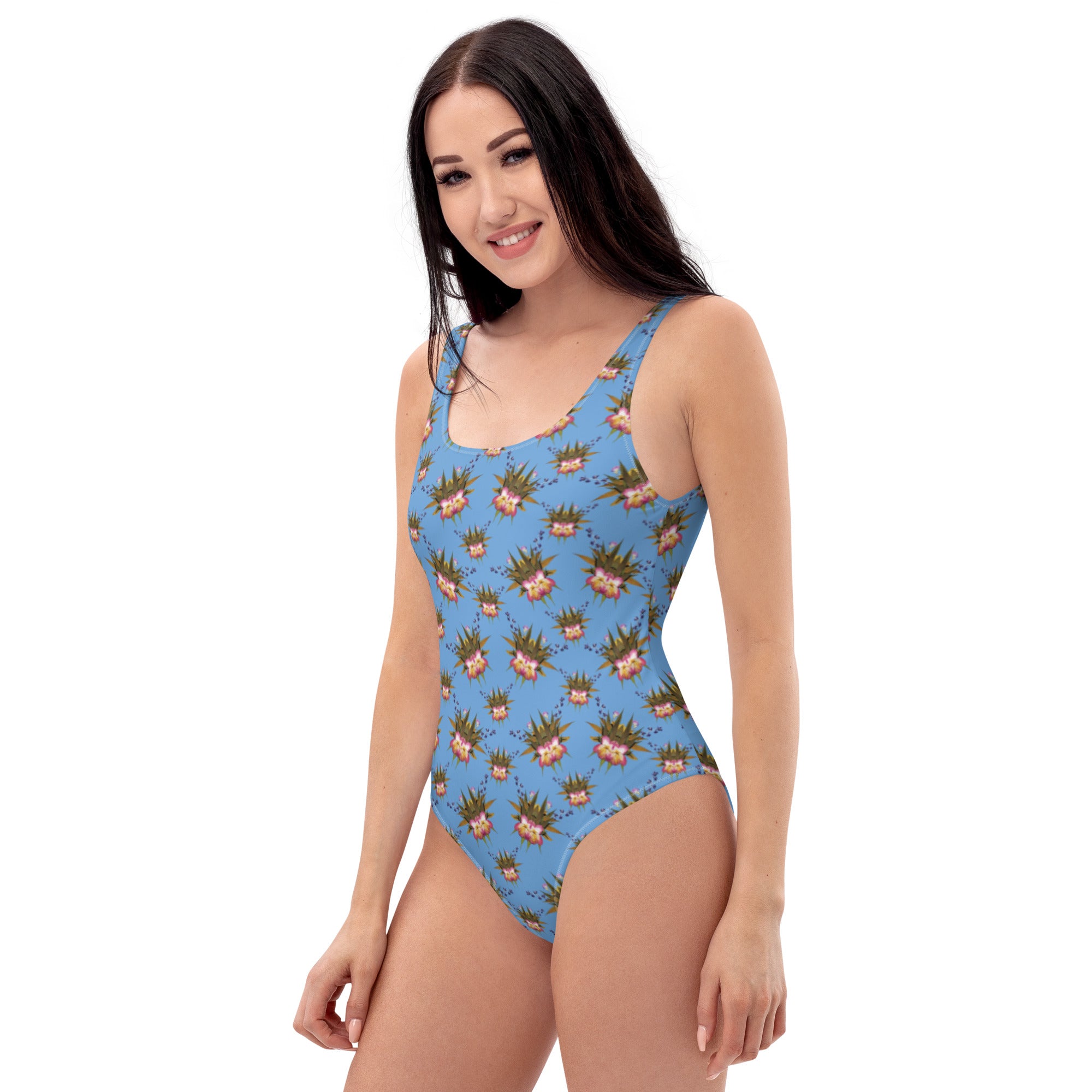Smoochie Boochie Playful (Sky) AOP One-Piece Swimsuit