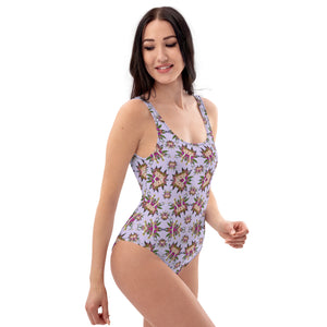 Fungeyes Playful Glitch (Purps) AOP One-Piece Swimsuit