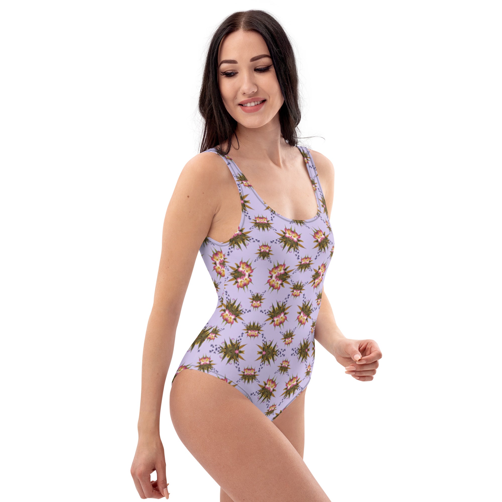 Smoochie Boochie Playful Glitch (Purps) AOP One-Piece Swimsuit