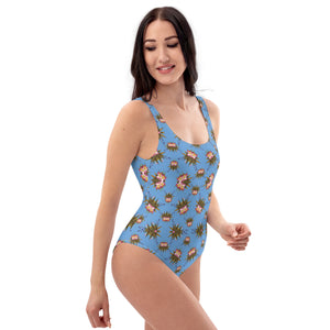 Smoochie Boochie Playful Glitch (Sky) AOP One-Piece Swimsuit
