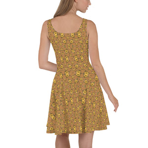 Blossom Playful Glitch (Natural) AOP Skater Dress