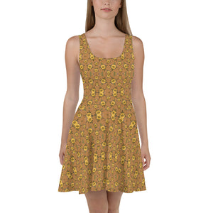 Blossom Playful Glitch (Natural) AOP Skater Dress