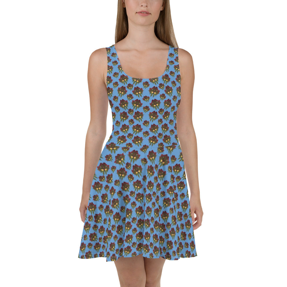 Cross Faded Playful (Sky) AOP Skater Dress