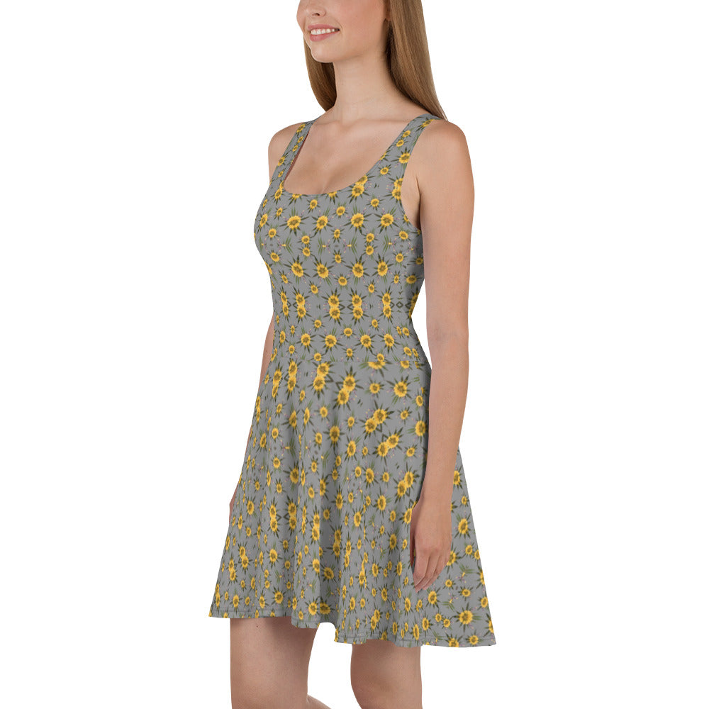 Blossom Playful Glitch (Greytful) AOP Skater Dress