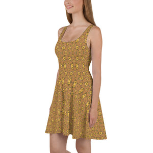 Blossom Playful Glitch (Natural) AOP Skater Dress