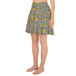 Blossom Playful Glitch (Greytful) AOP Skater Skirt