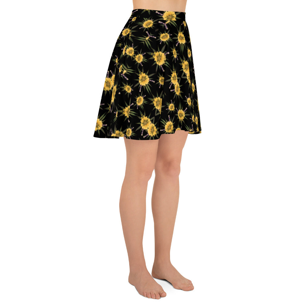 Blossom Playful Glitch (Midnite) AOP Skater Skirt