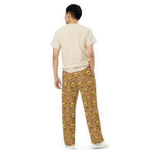 Blossom Playful (Natural) All-over print unisex wide-leg pants