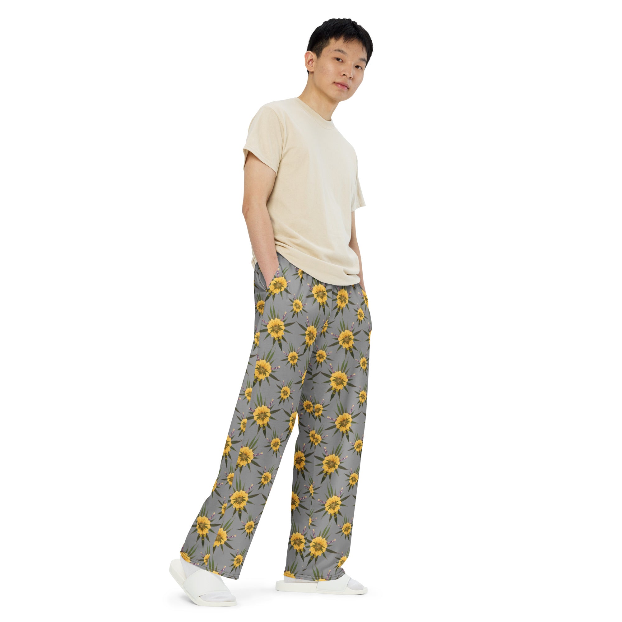 Blossom Playful (Greytful) All-over print unisex wide-leg pants