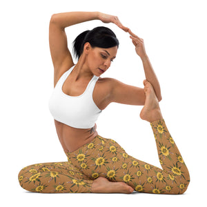 Blossom Playful (Natural) AOP Yoga Leggings