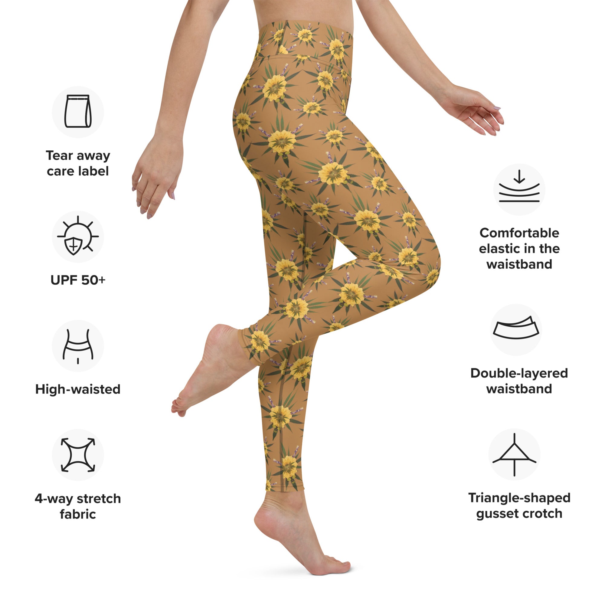 Blossom Playful (Natural) AOP Yoga Leggings
