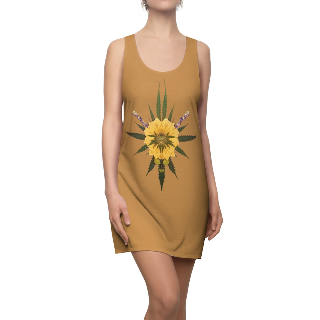 Blossom (Natural) Women's Cut & Sew Racerback Dress (Logo)